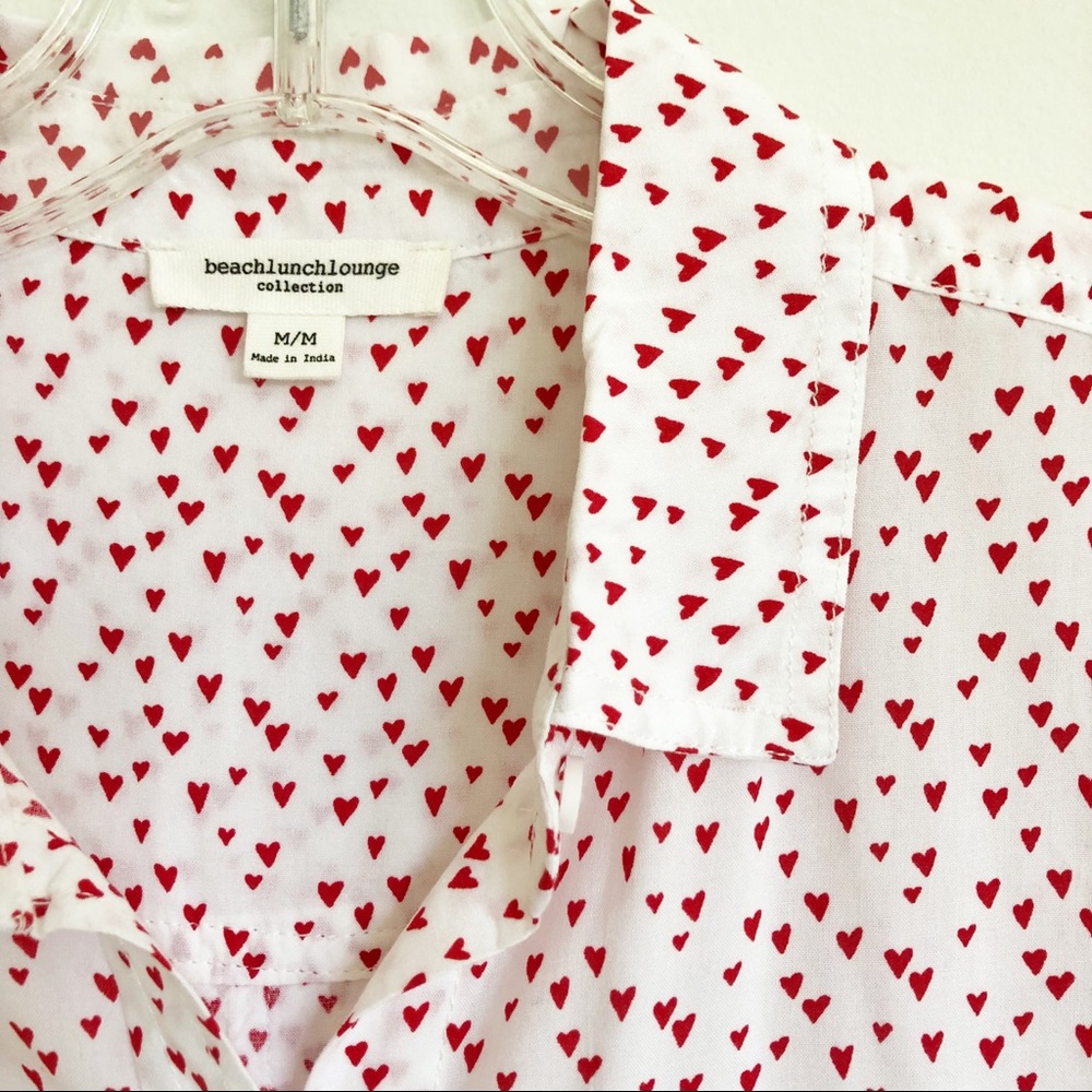 Beach Lunch Lounge Collection red & white heart blouse.